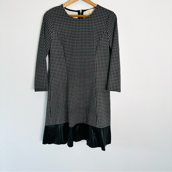 Michael Kors Black White Plaid L Faux Leather Trim Chic Career - Picture 5 of 12